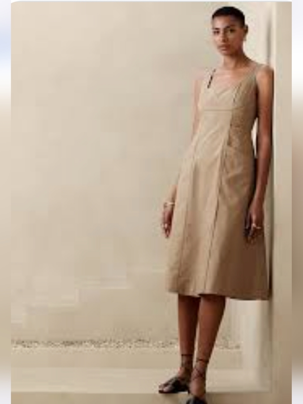 Banana Republic Womens 4 Seamed Poplin Midi Dress